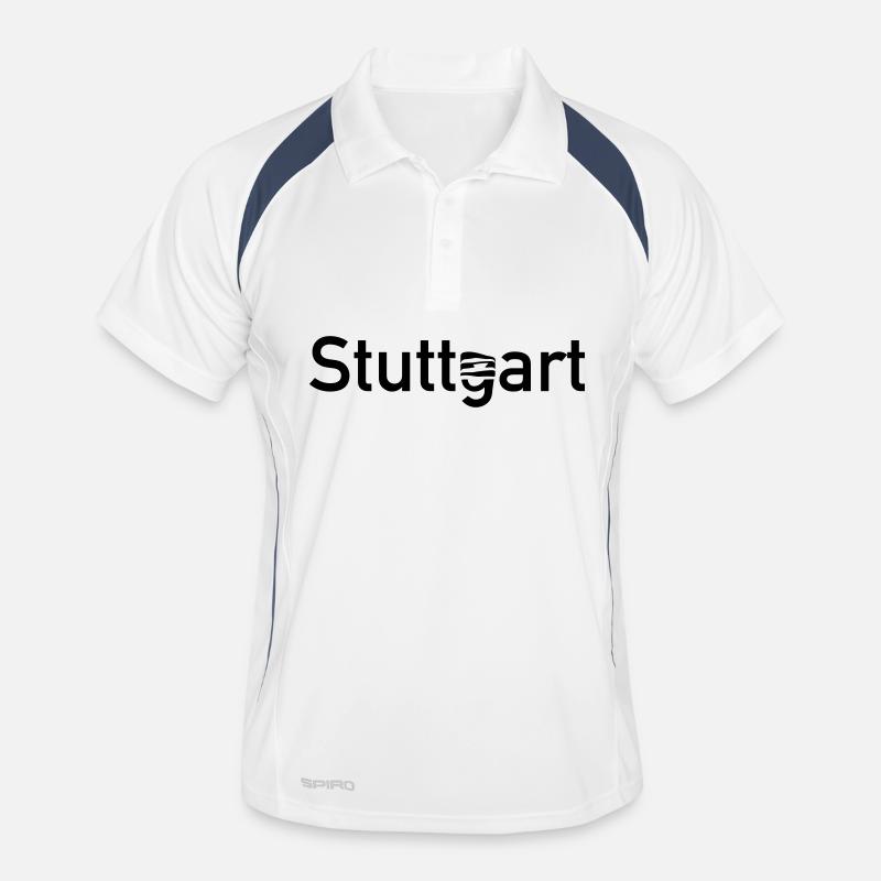 Stuttgart Stadtschild mit -Museum Skyline Männer Polo atmungsaktiv