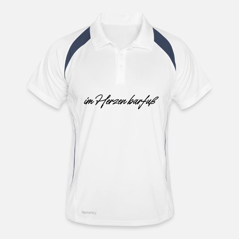 im Herzen barfuß - Männer Polo atmungsaktiv - Weiß/Navy