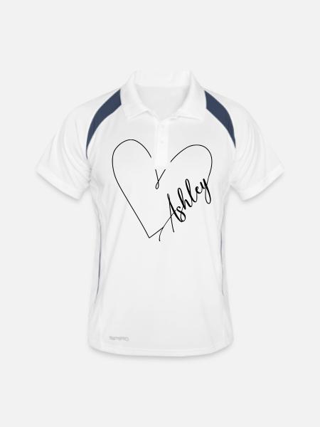 Ashley Nom Ligne de coeur - Polo respirant Homme - blanc/marine - Devant