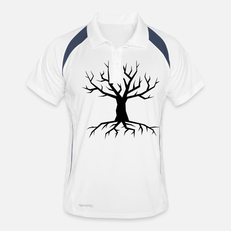 Tree - Männer Polo atmungsaktiv - Weiß/Navy