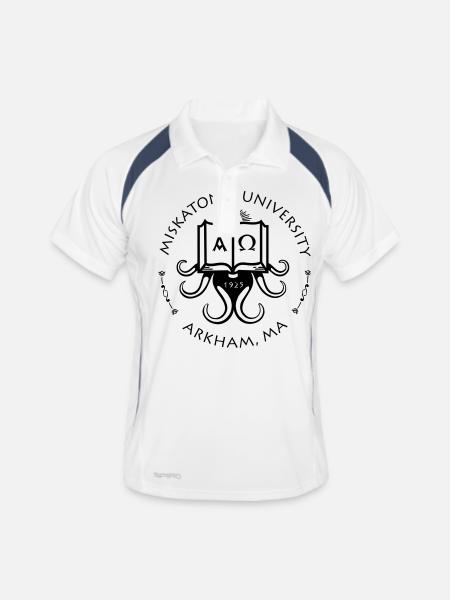 Miskatonic University - Polo respirant Homme - blanc/marine - Devant