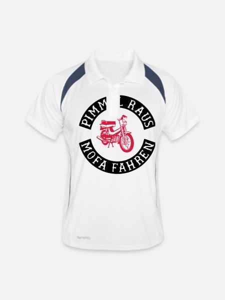 Sortez, conduisez une mobylette! - Polo respirant Homme - blanc/marine - Devant