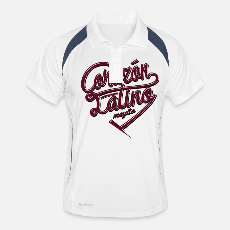 corazonlatino - Männer Polo atmungsaktiv - Weiß/Navy