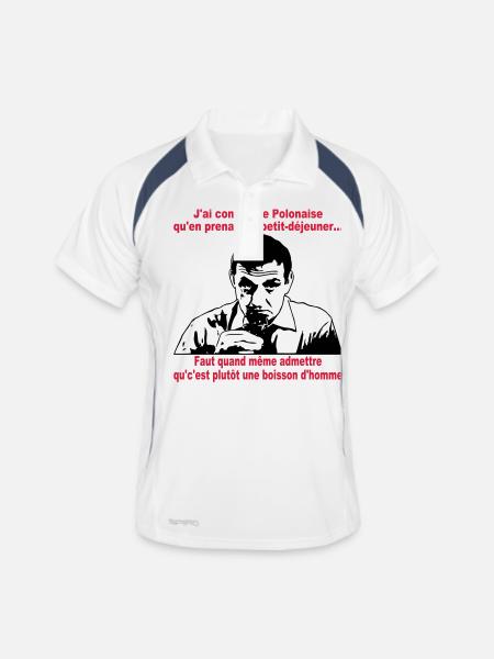 j'ai connu une polonaise lino ventura - Polo respirant Homme - blanc/marine - Devant