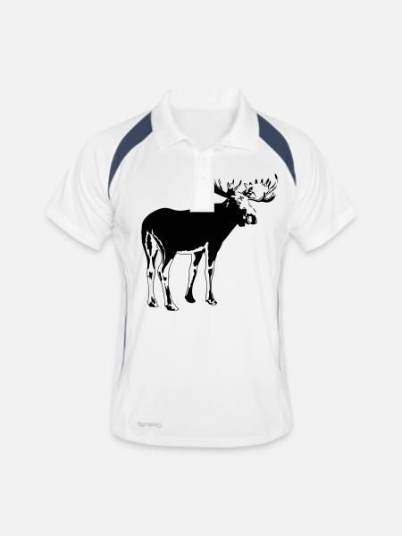 élan - moose - elk - hunting - hunter - Polo respirant Homme - blanc/marine - Devant