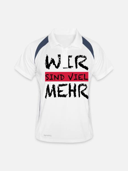 WIR SIND VIEL MEHR - Männer Polo atmungsaktiv - Weiß/Navy - Vorne