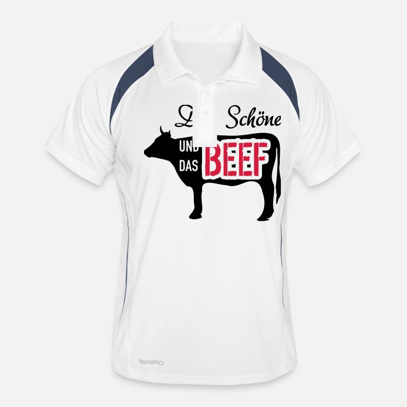 Der Schöne und das Beef - Männer Polo atmungsaktiv - Weiß/Navy