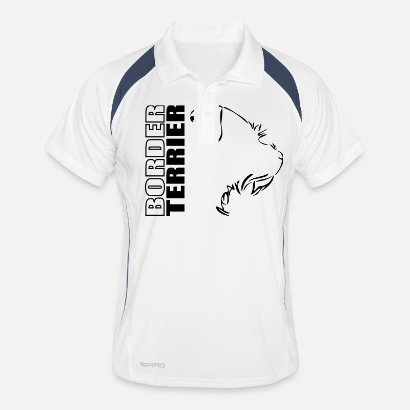 BORDER TERRIER PROFIL WILSIGNS - Männer Polo atmungsaktiv - Weiß/Navy