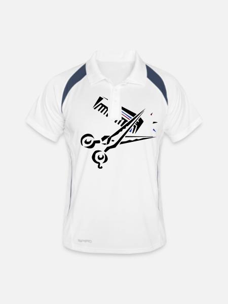 Kamm und Schere - Männer Polo atmungsaktiv - Weiß/Navy - Vorne