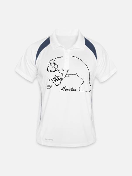 Manatee mag Tee - Männer Polo atmungsaktiv - Weiß/Navy - Vorne