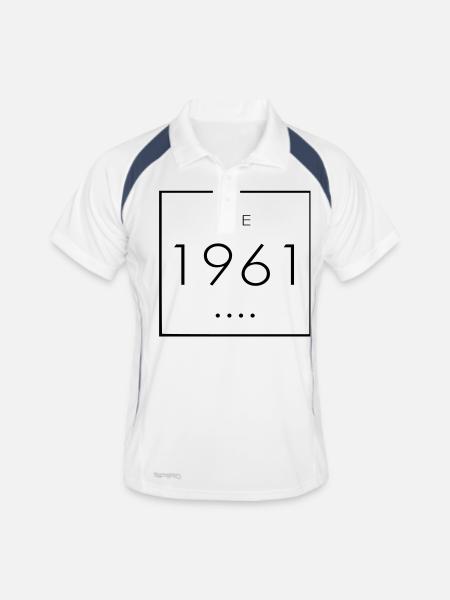 the 1961 Rahmen - Männer Polo atmungsaktiv - Weiß/Navy - Vorne