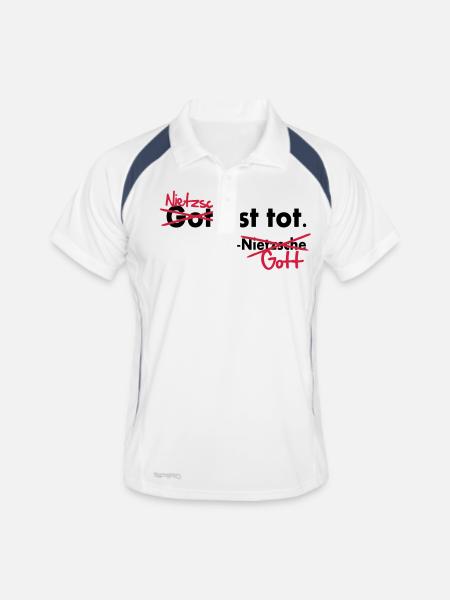 Dieu est mort / Nietzsche Vector blague - Polo respirant Homme - blanc/marine - Devant