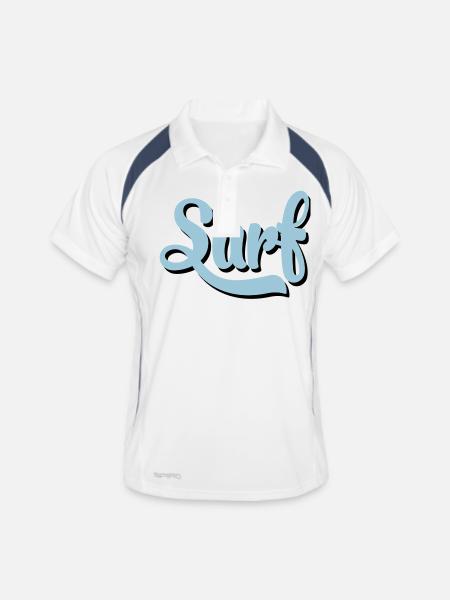 surfen - Männer Polo atmungsaktiv - Weiß/Navy - Vorne