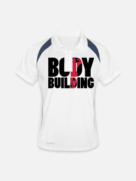 Body Building - Polo respirant Homme - blanc/marine - Devant