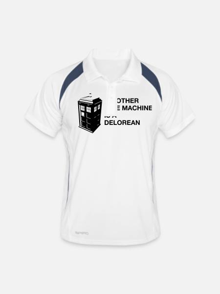 My other Timemachine is a Delorean - Männer Polo atmungsaktiv - Weiß/Navy - Vorne