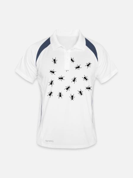 Ants Design - Männer Polo atmungsaktiv - Weiß/Navy - Vorne