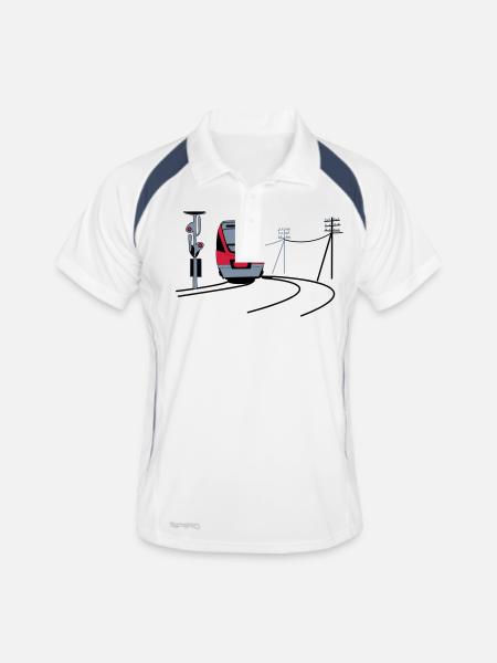 bahn - Männer Polo atmungsaktiv - Weiß/Navy - Vorne