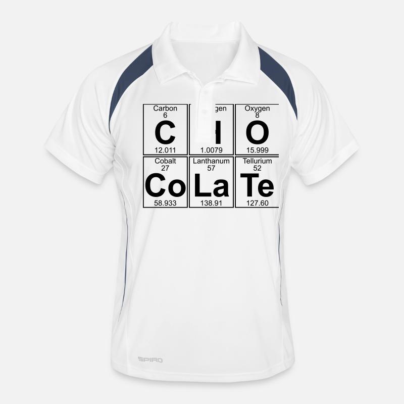 C-H-O-Co-La-Te (chocolate) - Full - Männer Polo atmungsaktiv - Weiß/Navy