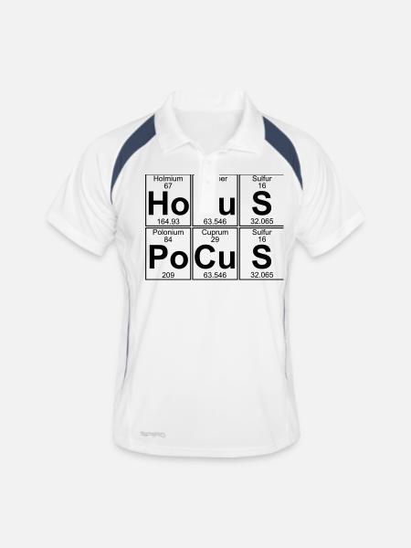 Ho-Cu-S Po-Cu-S (hocus pocus) - Full - Männer Polo atmungsaktiv - Weiß/Navy - Vorne
