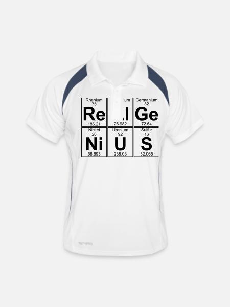 Re-Al-Ge-Ni-U-S (real genius) - Full - Männer Polo atmungsaktiv - Weiß/Navy - Vorne