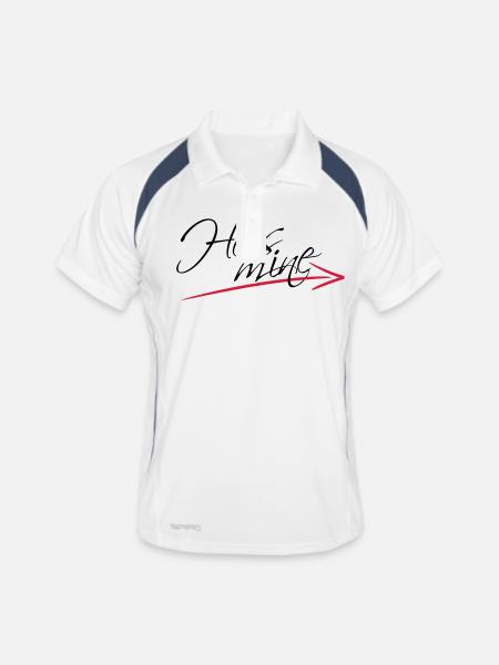 Hes mine Arrow Design - Männer Polo atmungsaktiv - Weiß/Navy - Vorne
