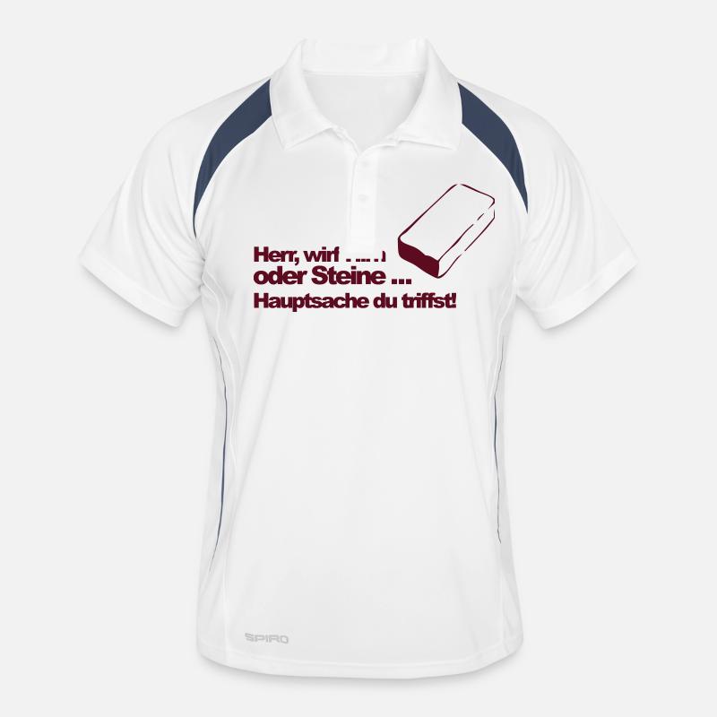 Hirn oder Steine (md) - Männer Polo atmungsaktiv - Weiß/Navy