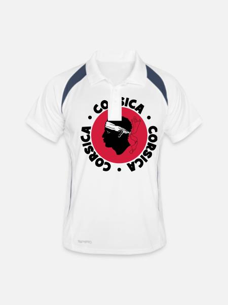 Corse / Corsica / Korsica / Geek / Humour / Bastia - Polo respirant Homme - blanc/marine - Devant