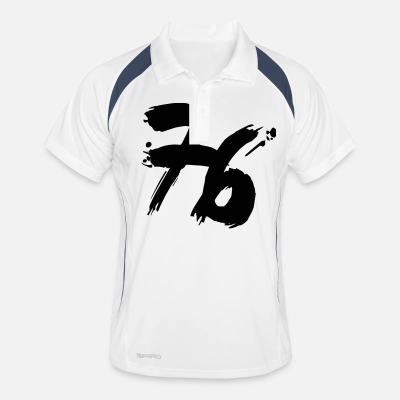 76 design zahl - z07 - Männer Polo atmungsaktiv - Weiß/Navy