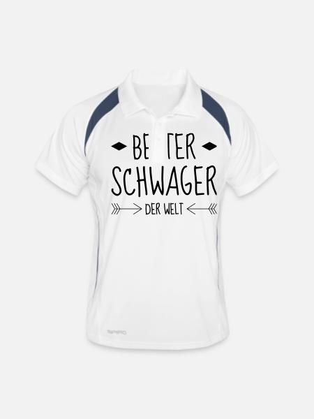 Ehe Schwager Liebe Paar Schwägerin Frau Braut Love - Männer Polo atmungsaktiv - Weiß/Navy - Vorne