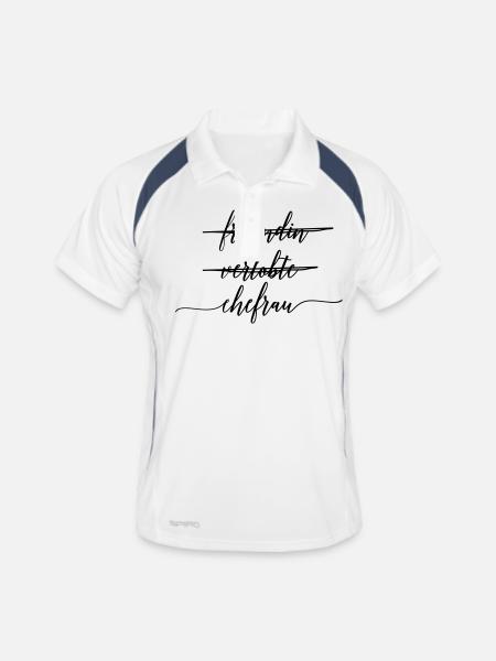 ehefrau - Männer Polo atmungsaktiv - Weiß/Navy - Vorne