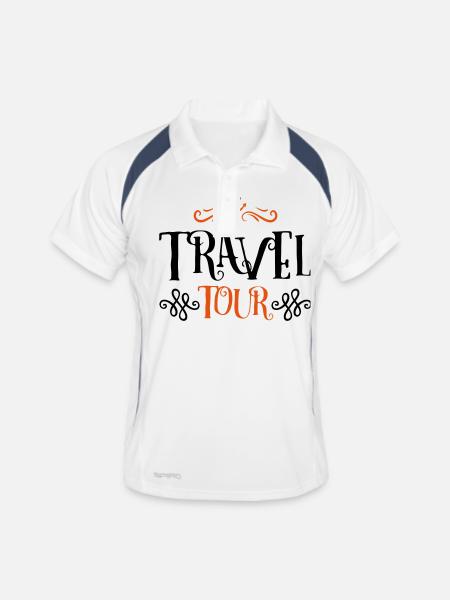travel tour - Männer Polo atmungsaktiv - Weiß/Navy - Vorne