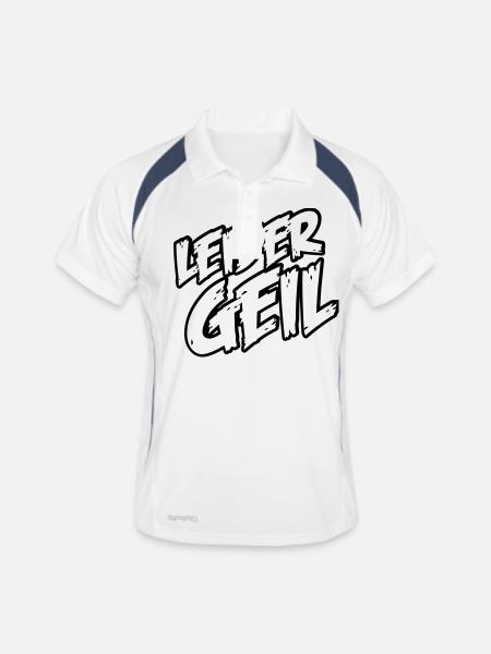 leider_geil - Männer Polo atmungsaktiv - Weiß/Navy - Vorne