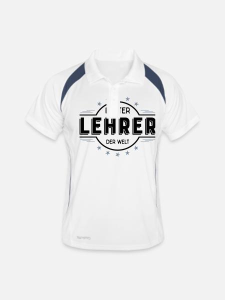 lehrer - Männer Polo atmungsaktiv - Weiß/Navy - Vorne