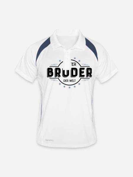 bruder - Männer Polo atmungsaktiv - Weiß/Navy - Vorne