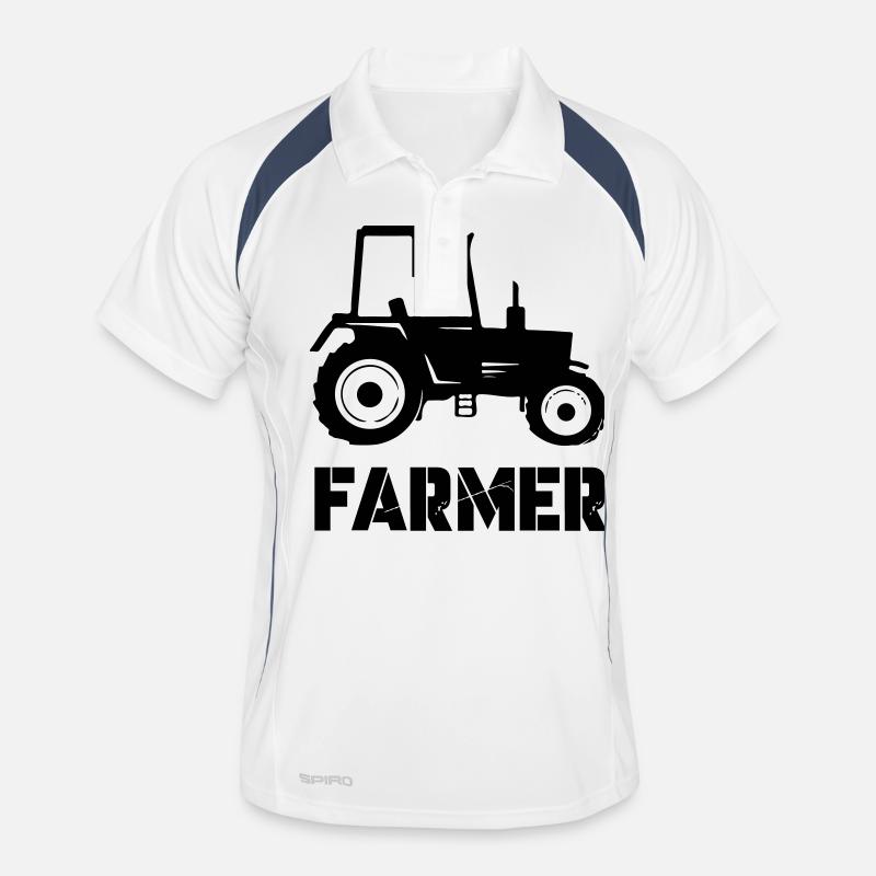 traktor farmer - Männer Polo atmungsaktiv - Weiß/Navy