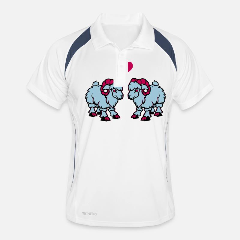 schaf comic widder love - Männer Polo atmungsaktiv - Weiß/Navy