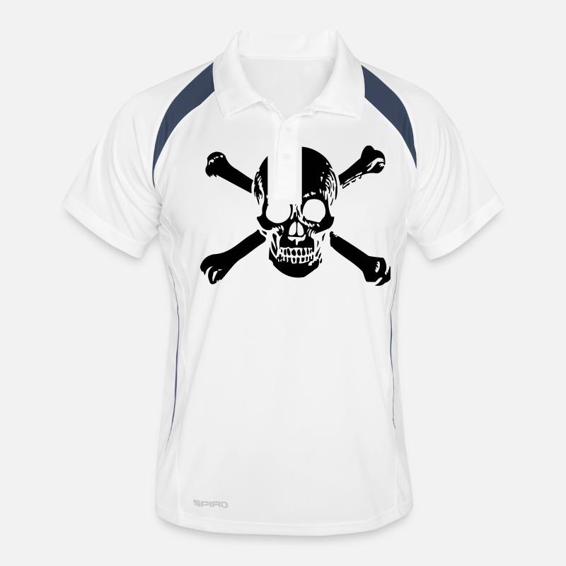 OLD SCHOOL SKULL 1C - Männer Polo atmungsaktiv - Weiß/Navy