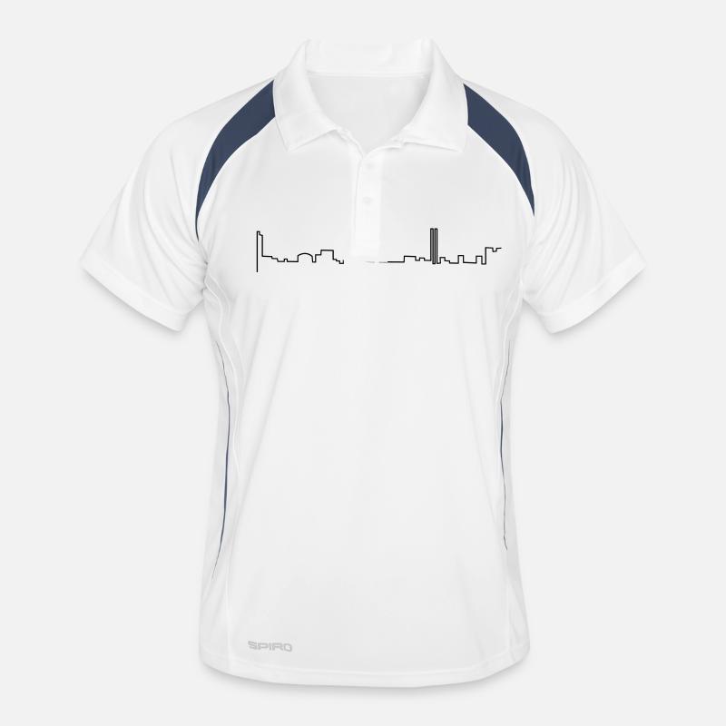 düsseldorf skyline - Männer Polo atmungsaktiv - Weiß/Navy