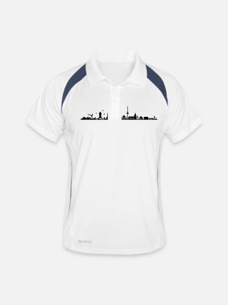 Skyline - Küste Cuxhaven - Männer Polo atmungsaktiv - Weiß/Navy - Vorne