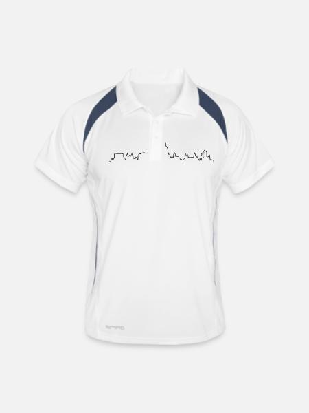Skyline Mainz - Männer Polo atmungsaktiv - Weiß/Navy - Vorne