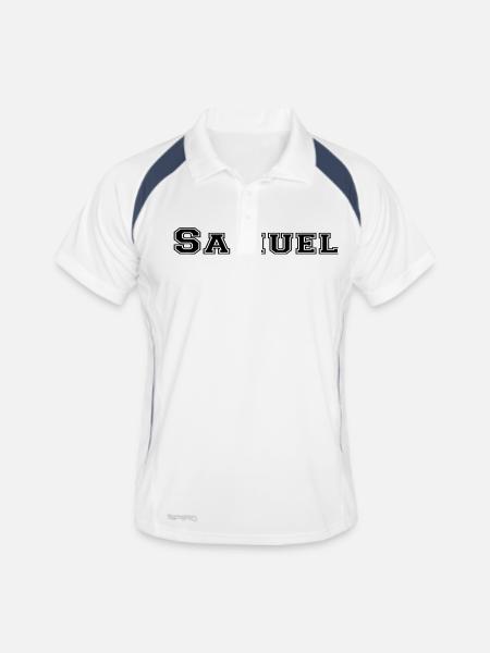 samuel - Männer Polo atmungsaktiv - Weiß/Navy - Vorne