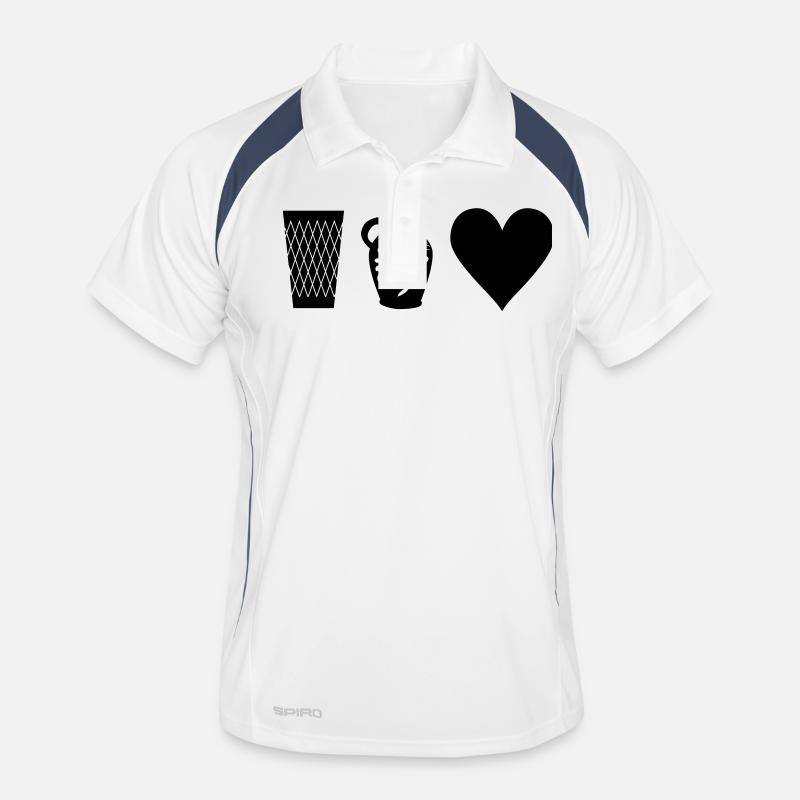 Geripptes Bembel Love - Männer Polo atmungsaktiv - Weiß/Navy