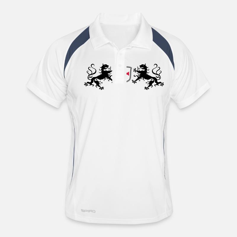 Löwen Templer Kreuz - Männer Polo atmungsaktiv - Weiß/Navy