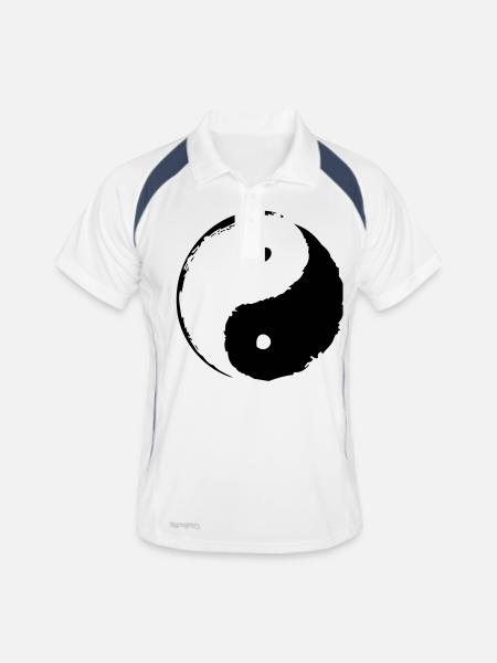 ying_yang_small - Männer Polo atmungsaktiv - Weiß/Navy - Vorne