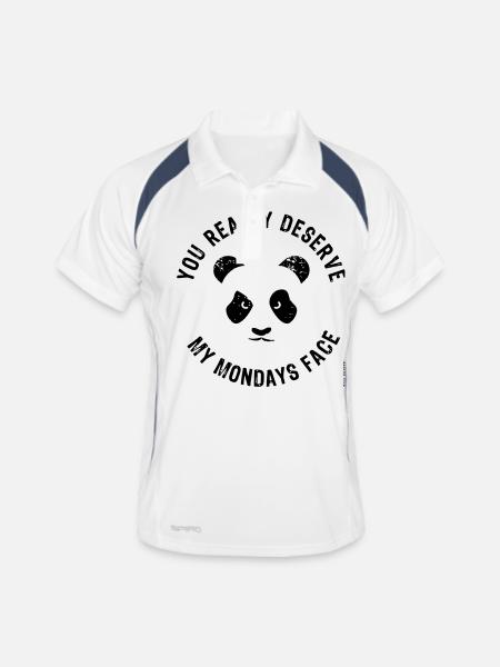 Mondays Face - Männer Polo atmungsaktiv - Weiß/Navy - Vorne