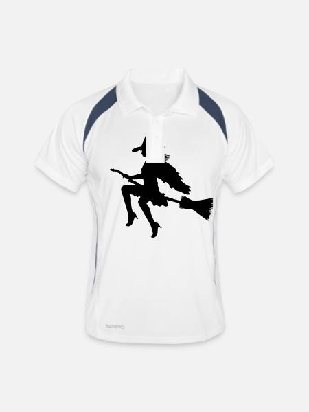 Hexe T-Shirt machs selber - Männer Polo atmungsaktiv - Weiß/Navy - Vorne