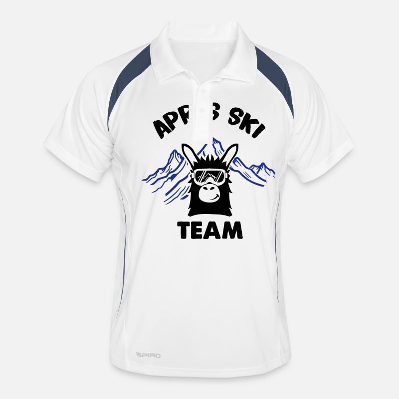 apres ski team lama 01 - Männer Polo atmungsaktiv - Weiß/Navy