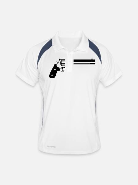 Pistole - Männer Polo atmungsaktiv - Weiß/Navy - Vorne