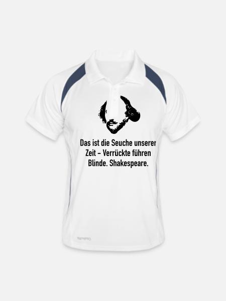 Shakespeare: Das ist die Seuche unserer Zeit - Ve - Männer Polo atmungsaktiv - Weiß/Navy - Vorne