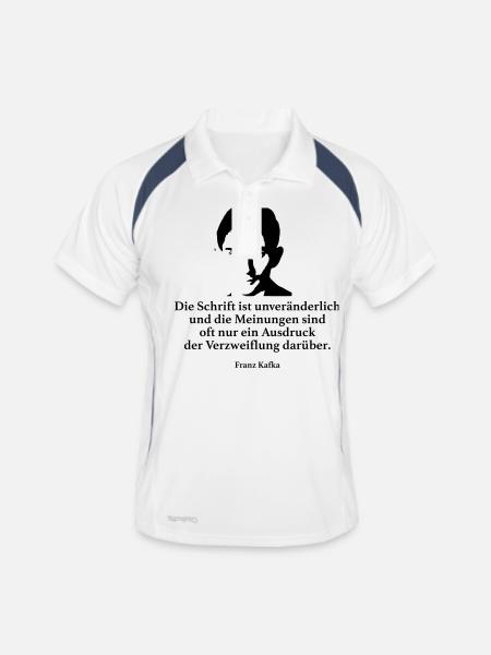 Kafka: Die Schrift ist unveränderlich und die Mei - Männer Polo atmungsaktiv - Weiß/Navy - Vorne